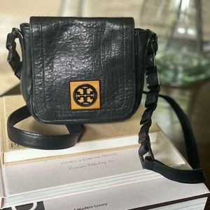 Tory Burch black leather cross body purse